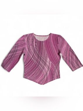 Women's Magenta Wave-Print Long Sleeve Top